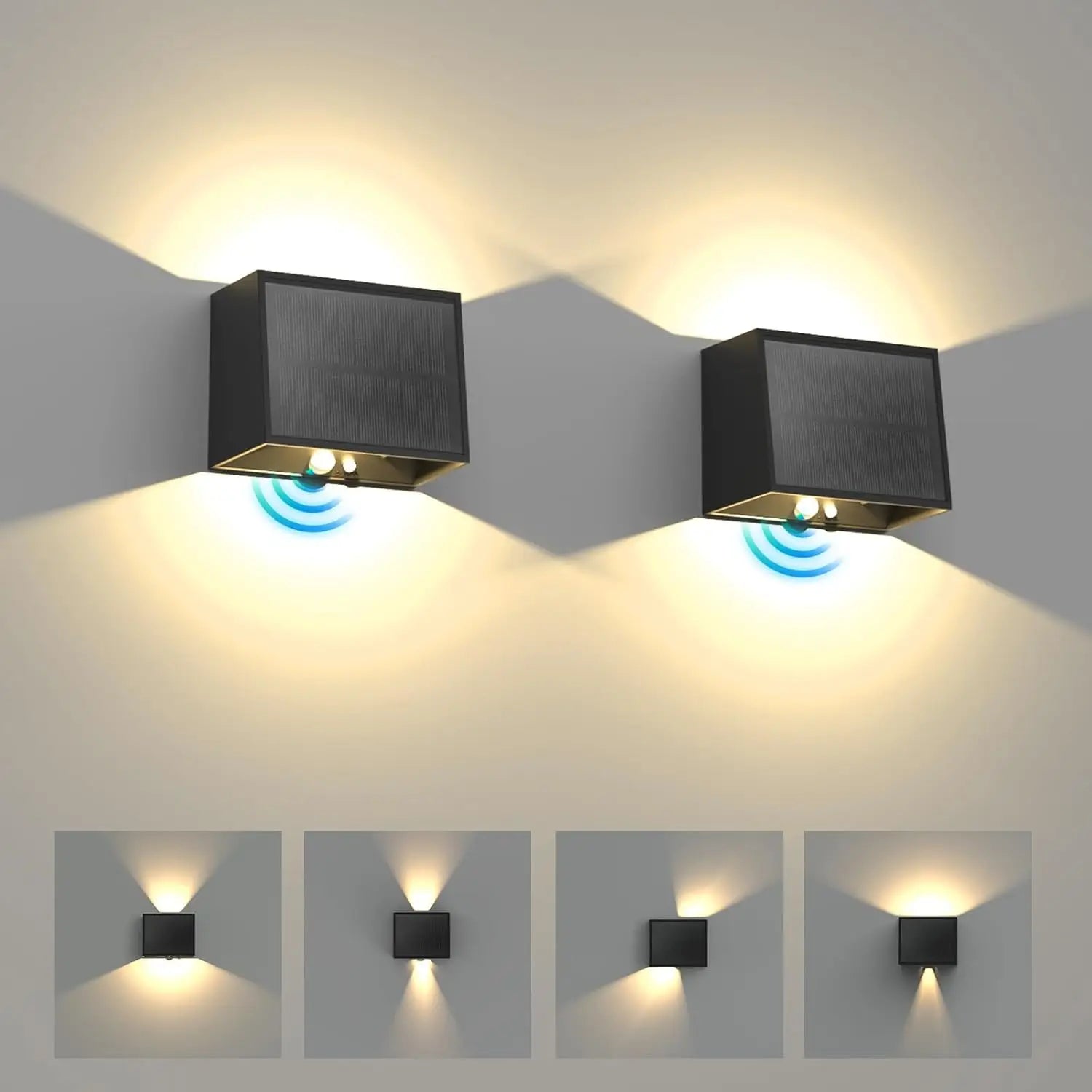 Solar LED Wall Light Outdoor, Dusk to Dawn Motion Sensor Solar Lantern