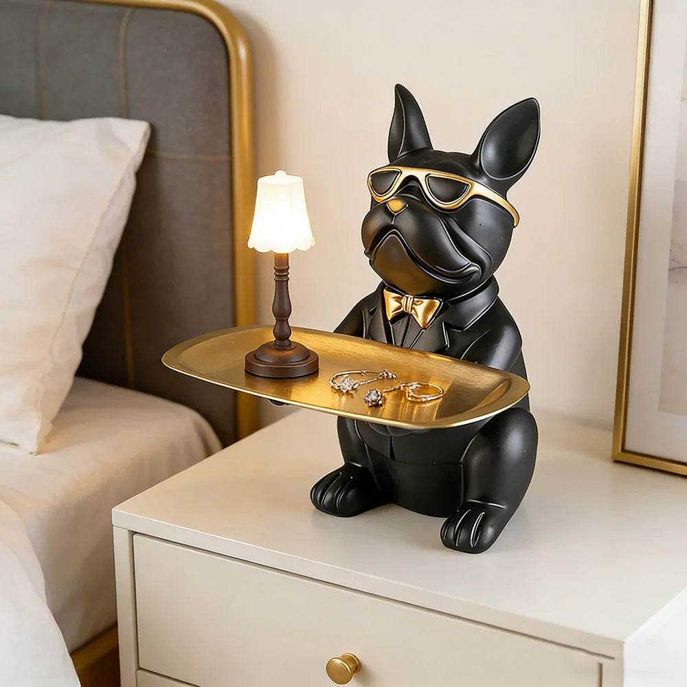 Multi Functional Bulldog Tray Animal Statue Creative Ornament Living