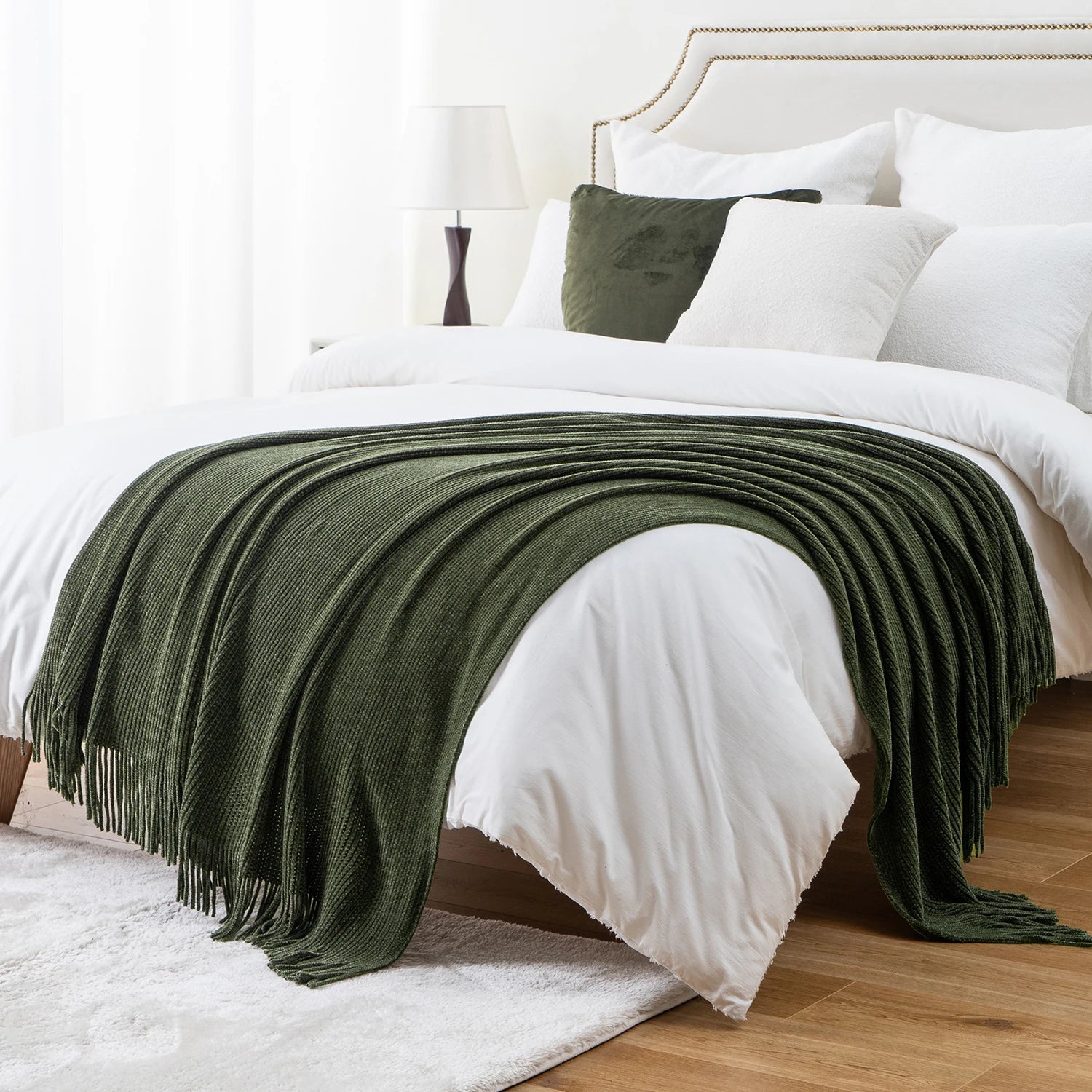 Chenille Knit Plaid Throw Blanket