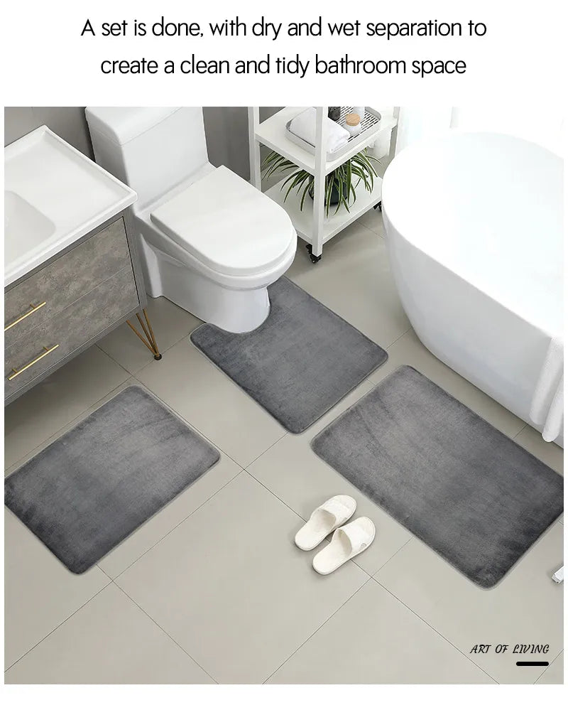 Three Piece Toilet, Bath Floor Mat, Shower Mat, Bath Absorbent Mat, Non