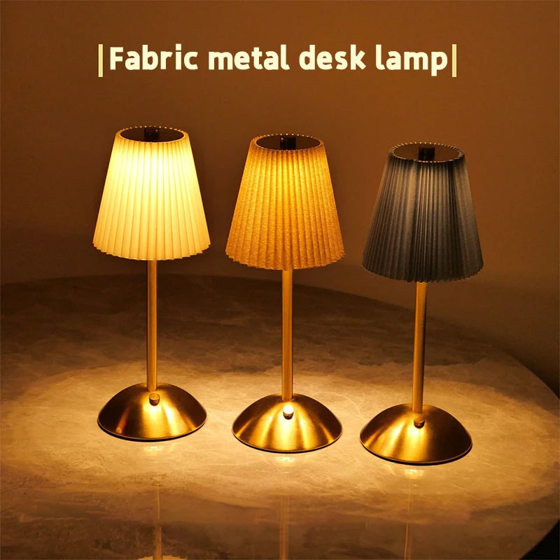 Cordless Pleated Nightstand Lamp