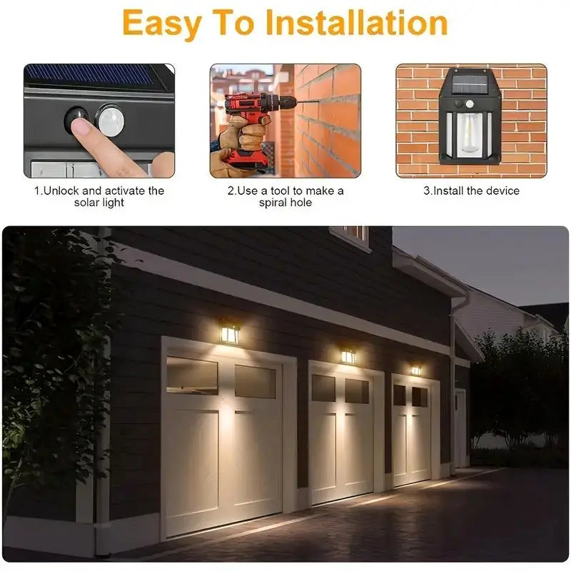 1/2/4/8 Solar Wall Lights IP44 Motion Sensor LED Lantern Wall Mounted