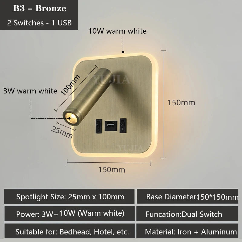 Multifunctional LED Wall Sconce With Switch