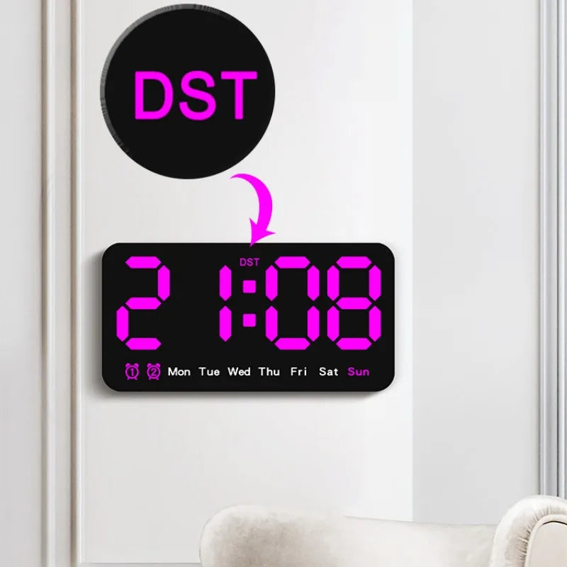 Voice Control Large Digital Wall Clock Temperature Date Week