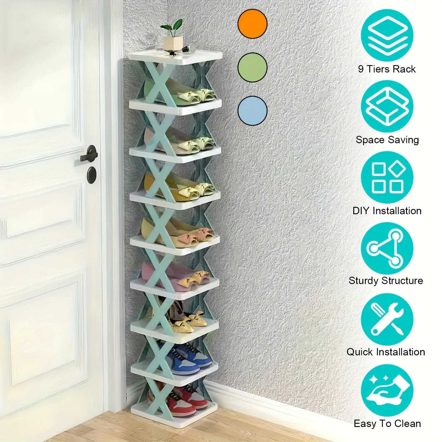 9 Tier Vertical Shoe Rack