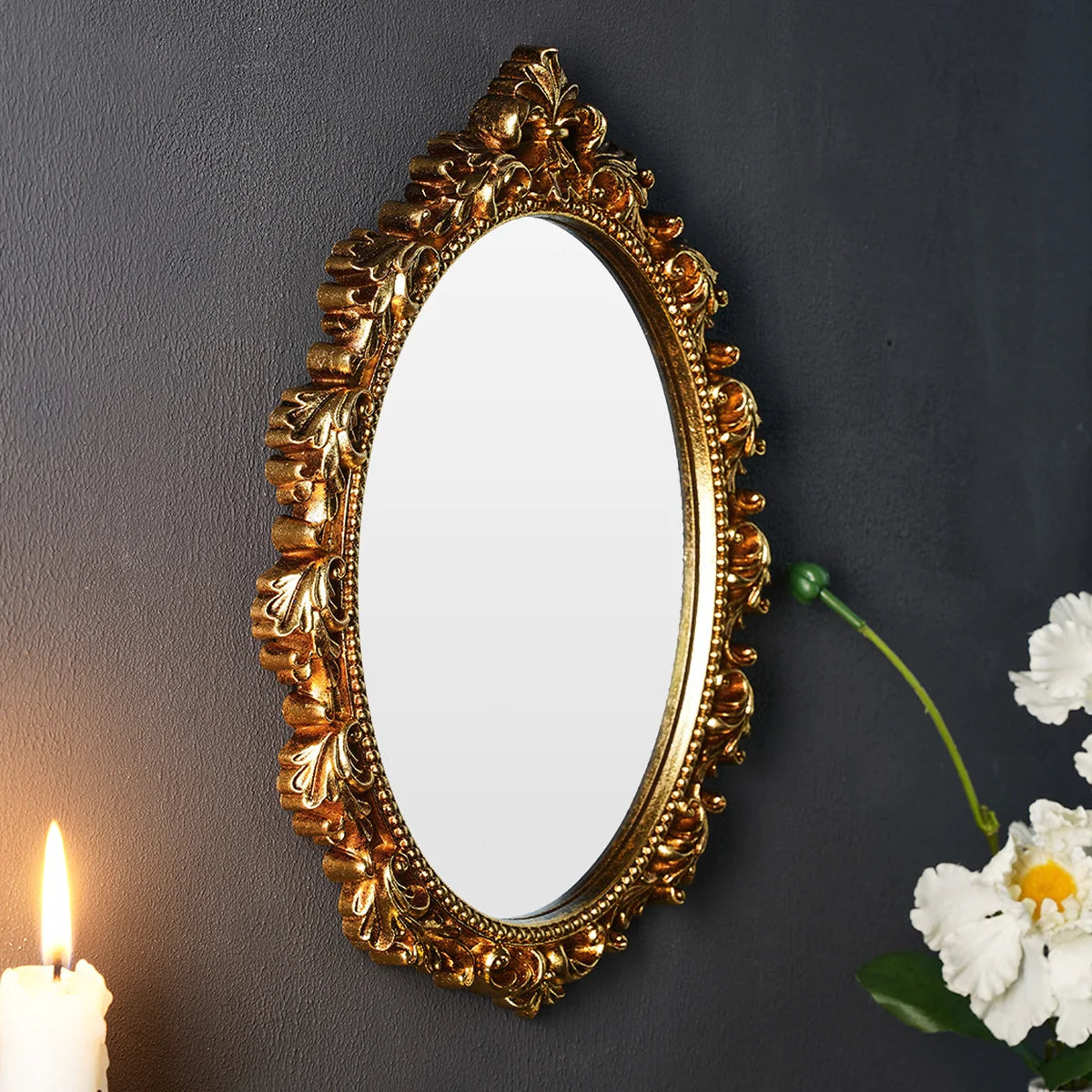 Golden Oval Wall Mirror