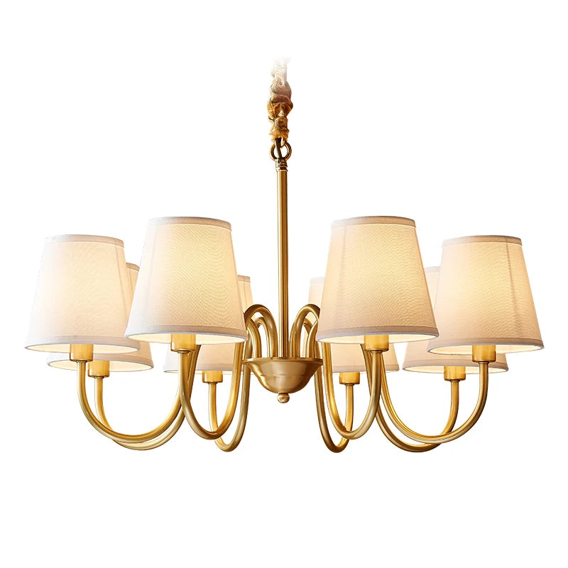 Copper and Fabric Retro Chandelier
