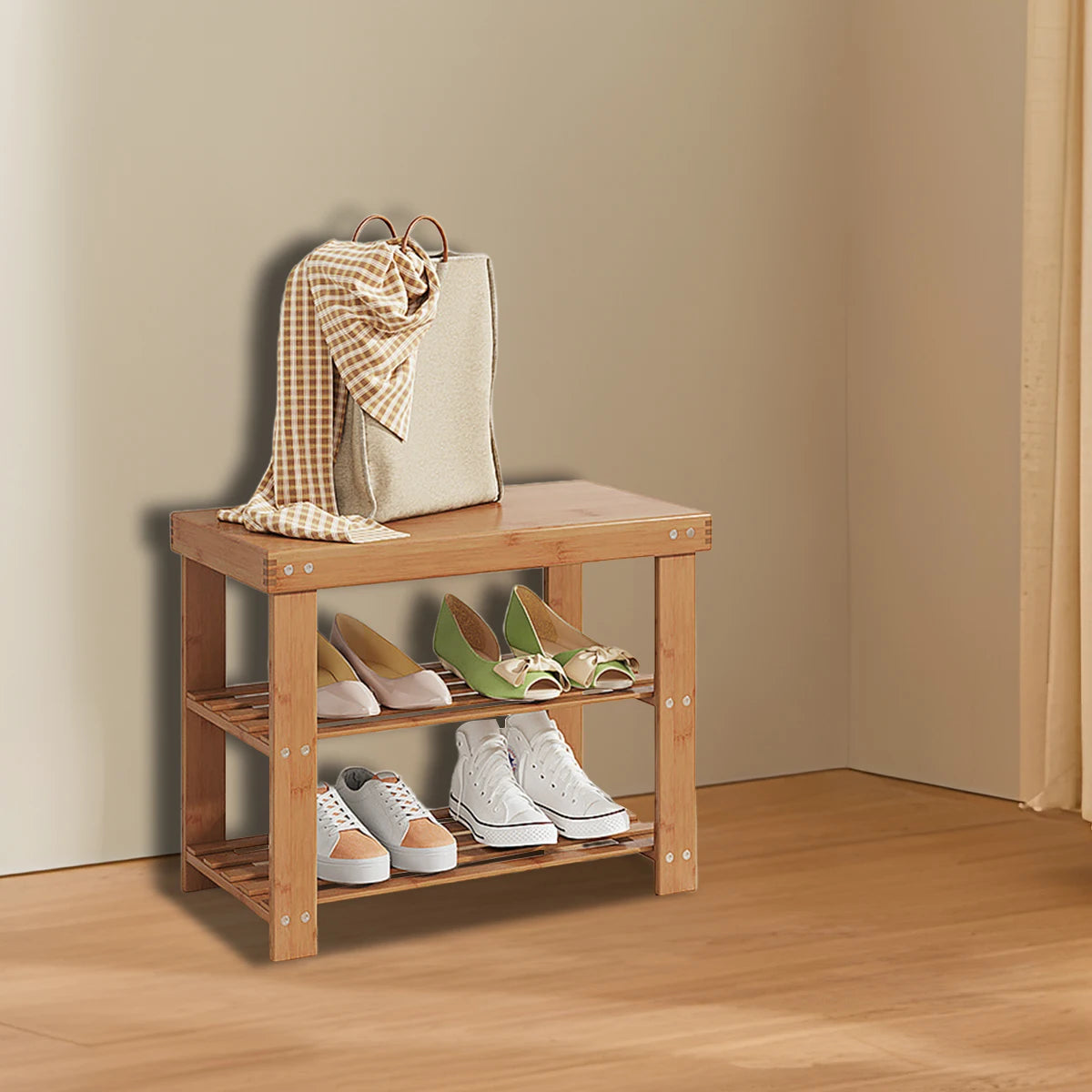Stackable Bamboo Shoe Rack
