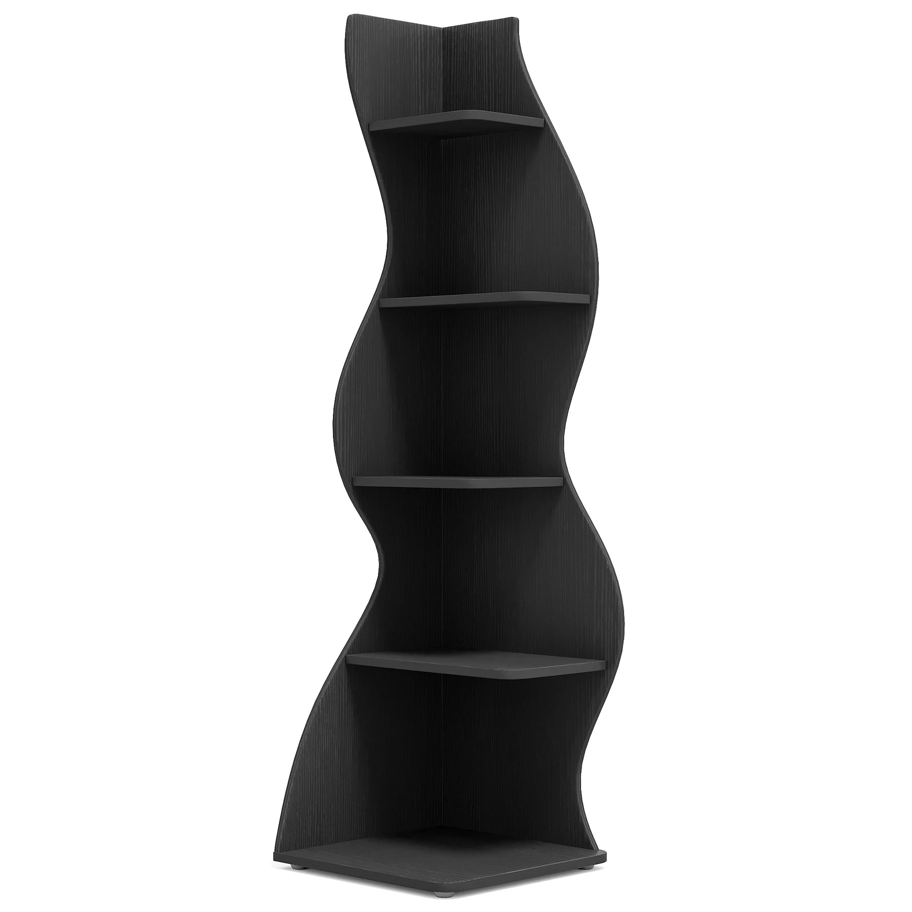 Five Tier Wavy Corner Bookshelf