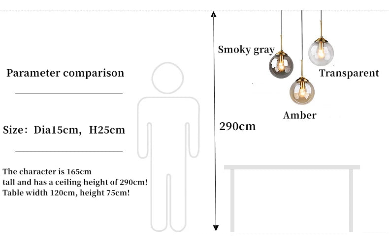 Modern Luxury Metal Chandelier Nordic Creative LED Glass Pendant Lamp