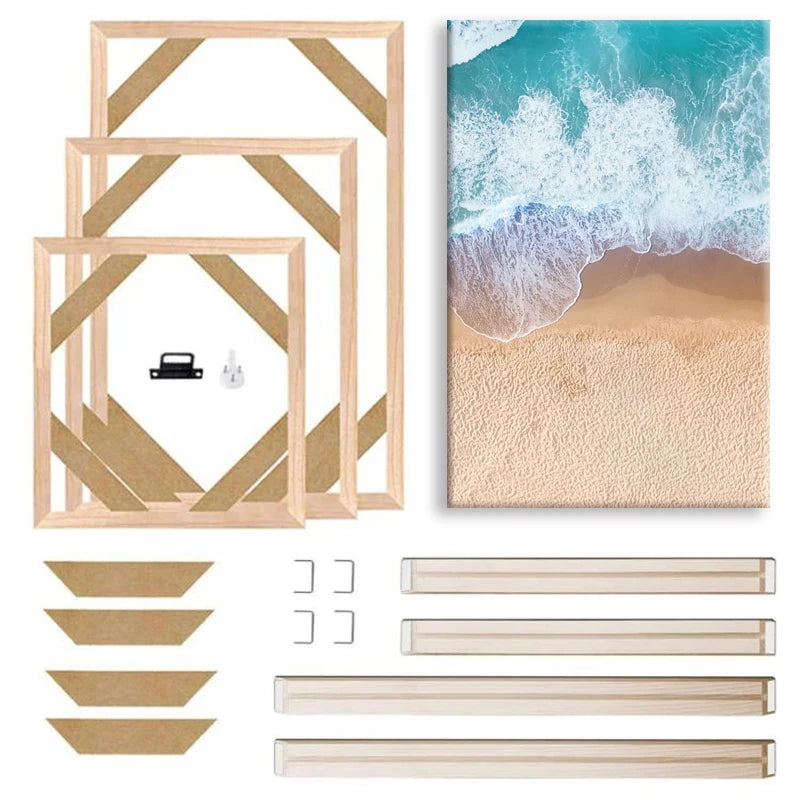 Various Sizes Canvas Frame Wooden Frames Natural Wooden Photo