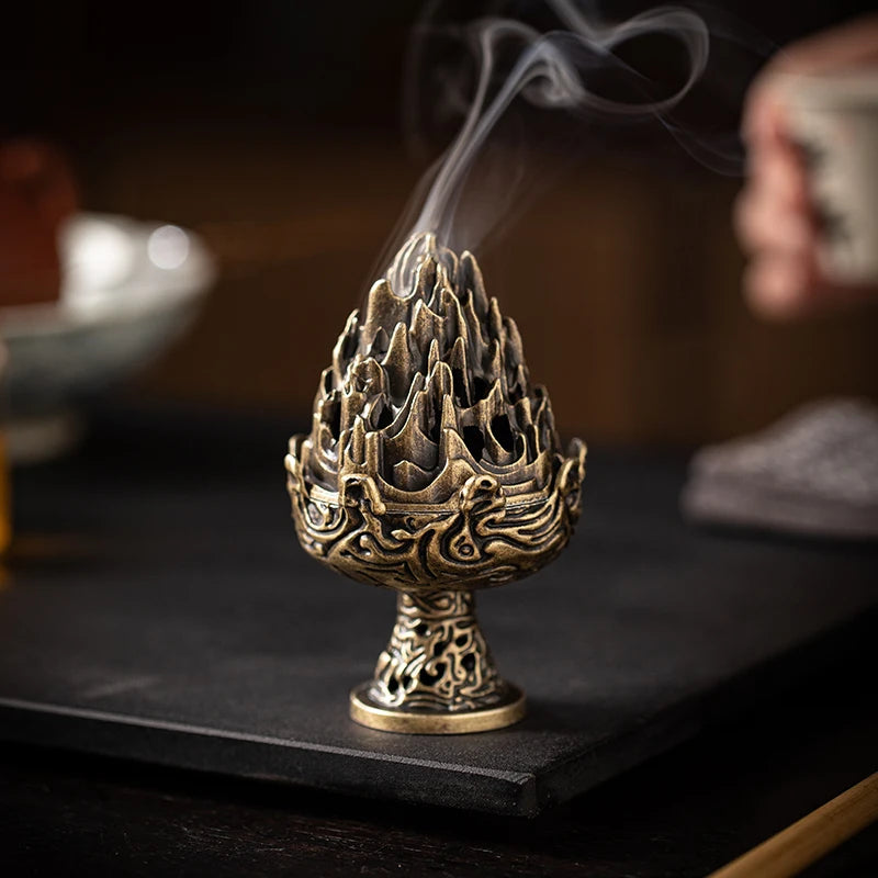 Boshan Carved Censer Incense Burner, 6 cm