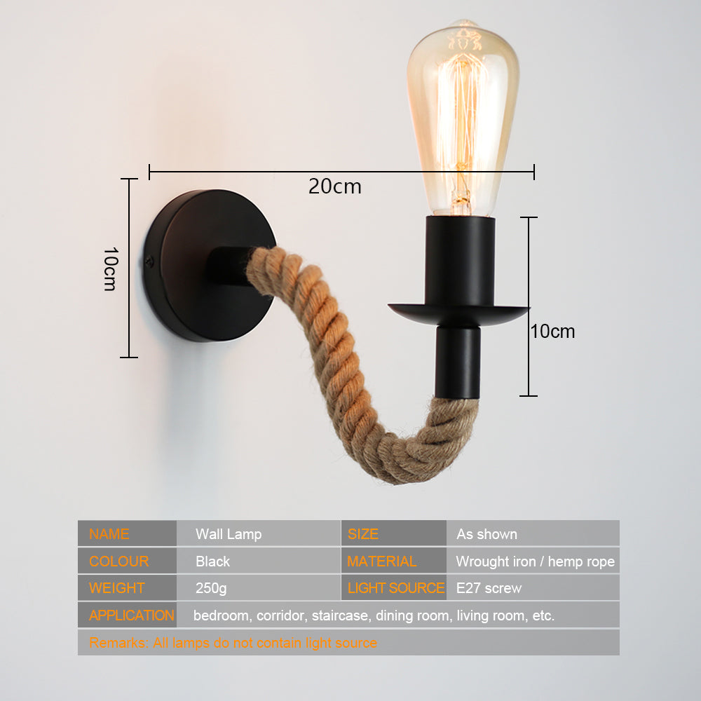 Retro Hemp Rope Wall Lamp