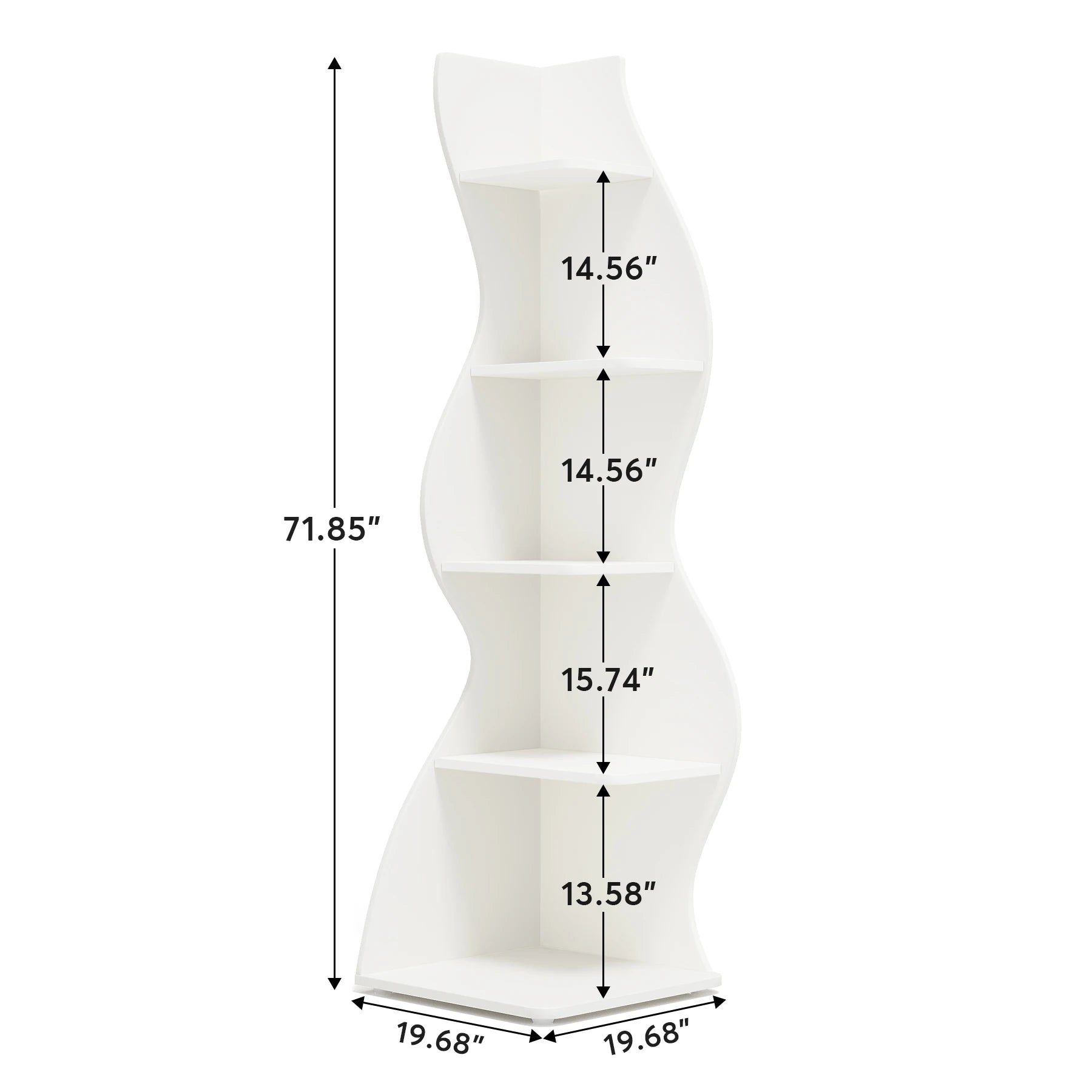 Five Tier Wavy Corner Bookshelf