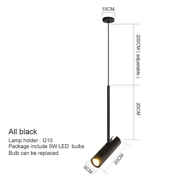 Nordic Black LED Bedside Pendant