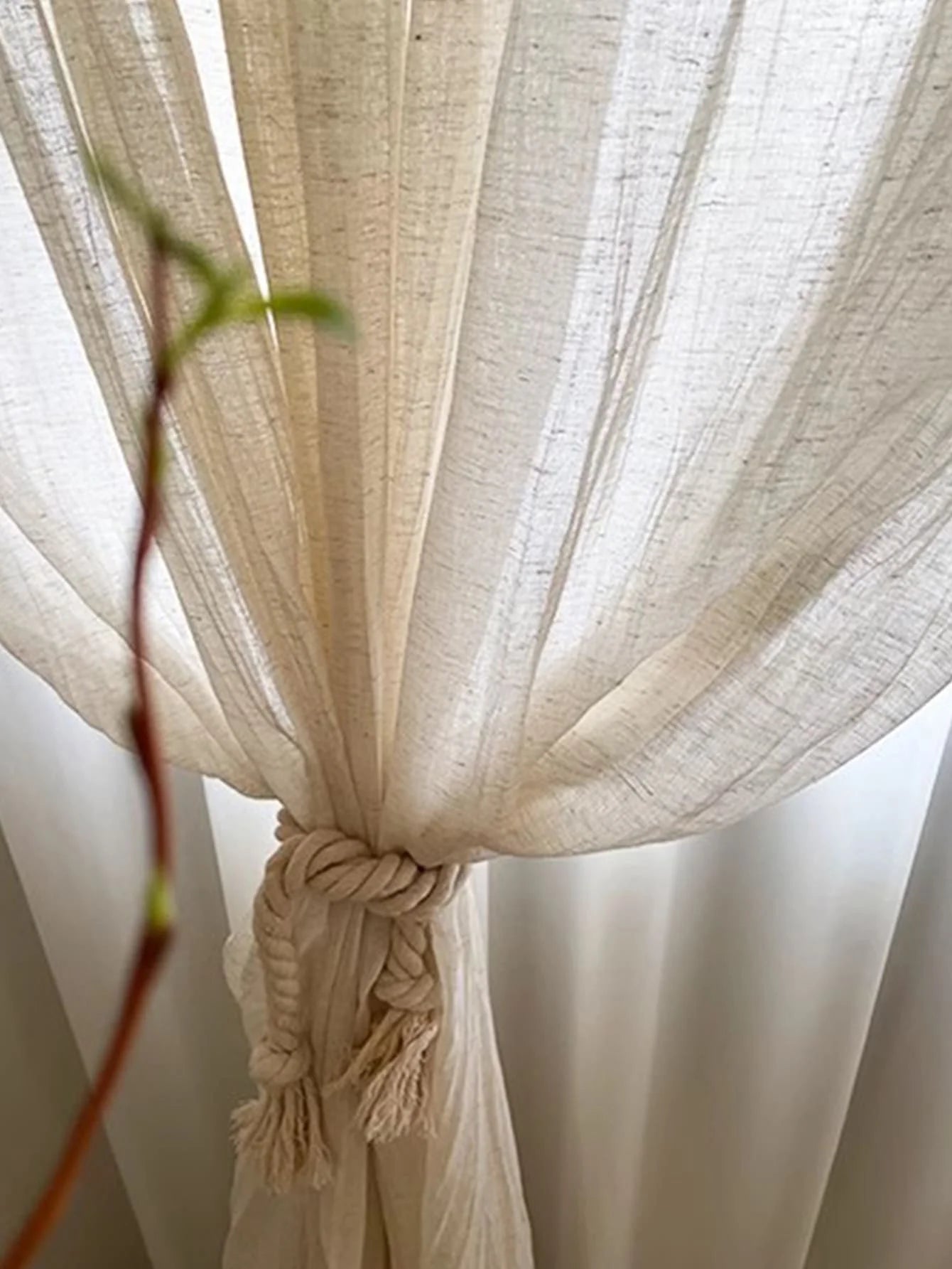 Japanese Folk Quiet Style Wrinkled Linen Texture Balcony Bedroom Screen