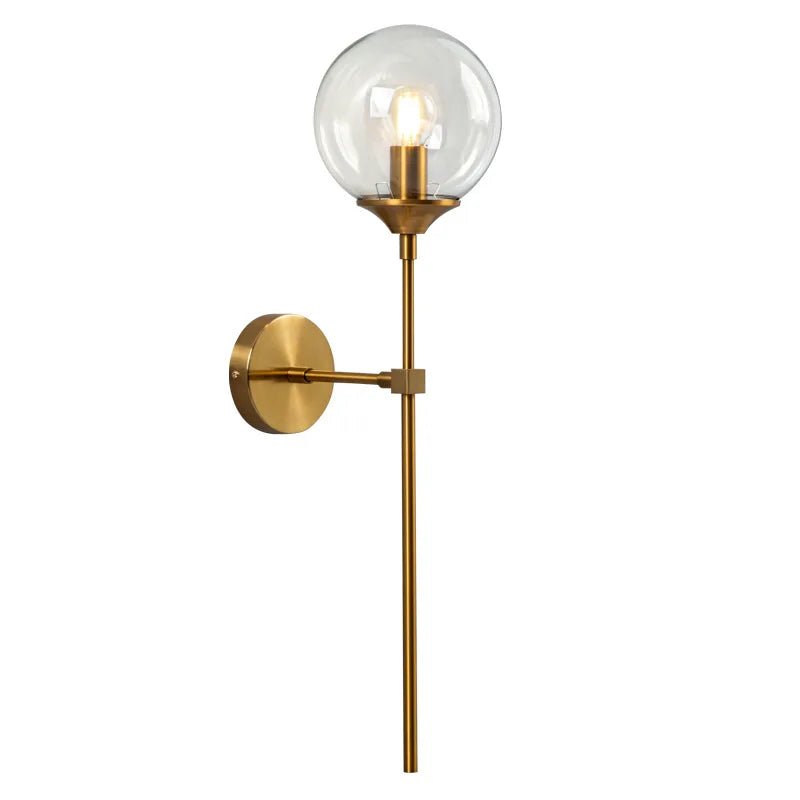 Glass Ball Wall Sconce with Brass Arm
