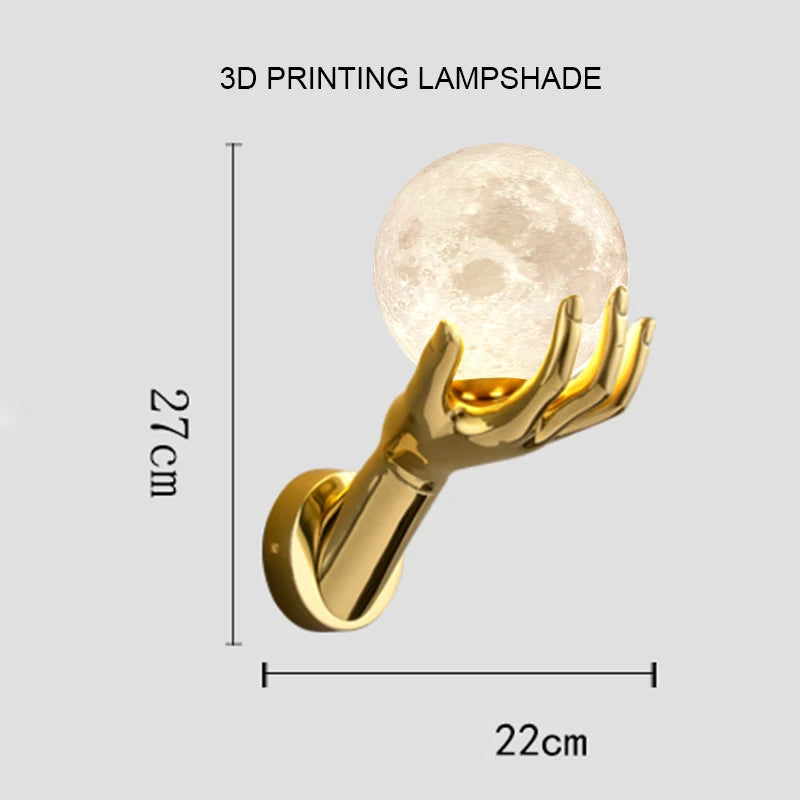 Brass Hand Moon Wall Sconce