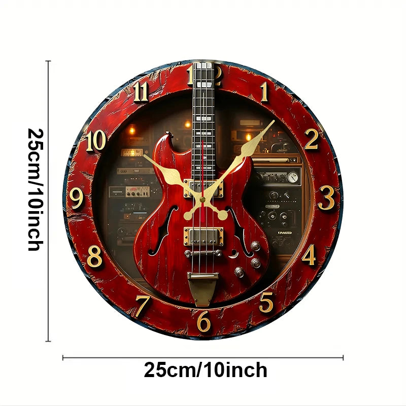 Vintage Guitar Wall Clock