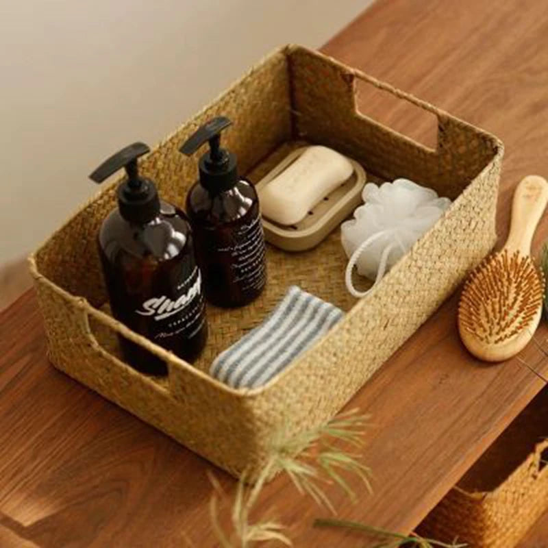 Woven Seagrass Basket Natural Wicker Storage Basket