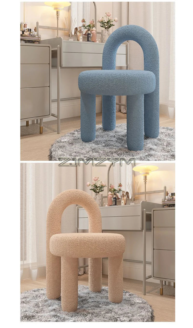 Round Velvet Vanity Stool Footrest