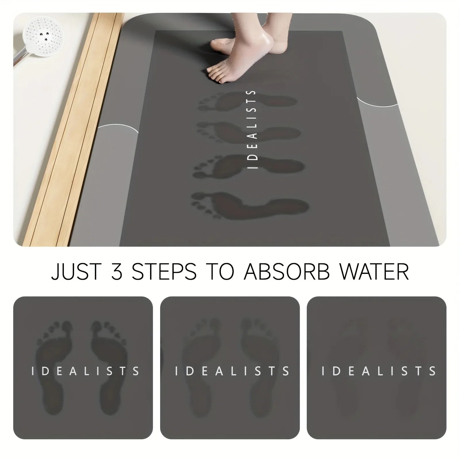 Diatomaceous Earth Bath Mat Super Absorbent Non Slip Fast Drying