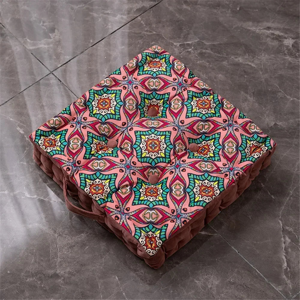 Bohemian Cushion Mandala Floor Seat Cushion Square Seat Velvet Yoga Pillow Japanese Tatami Mat for Reading Nook Party Decoration