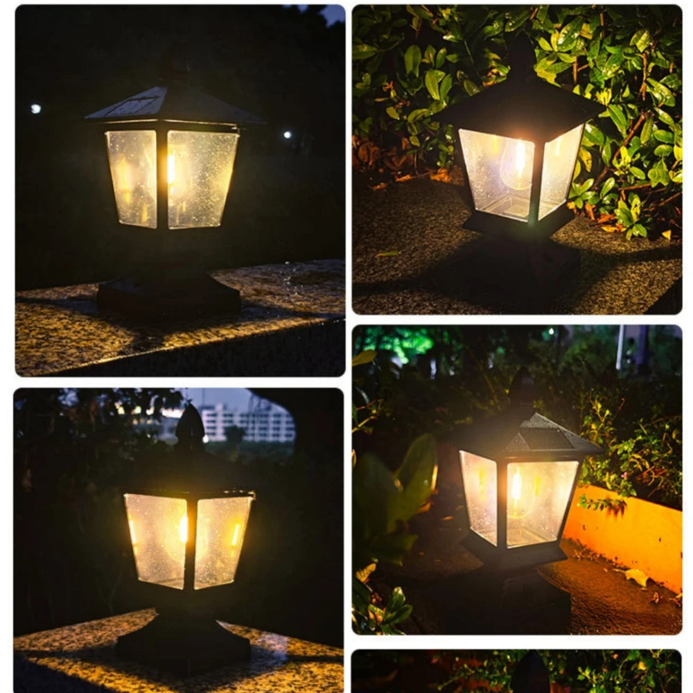 Waterproof Solar Garden Lights for Villas Courtyard Pillar Head Light