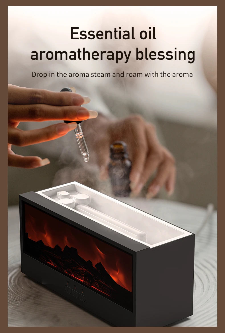 Creative Fireplace Air Humidifier Waterless Auto-Off Aroma Essential