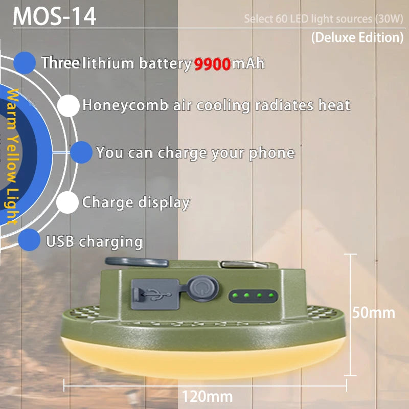 MOSLIGHTING 9900maH LED Outdoor Camping Light Rechargeable Tent Light