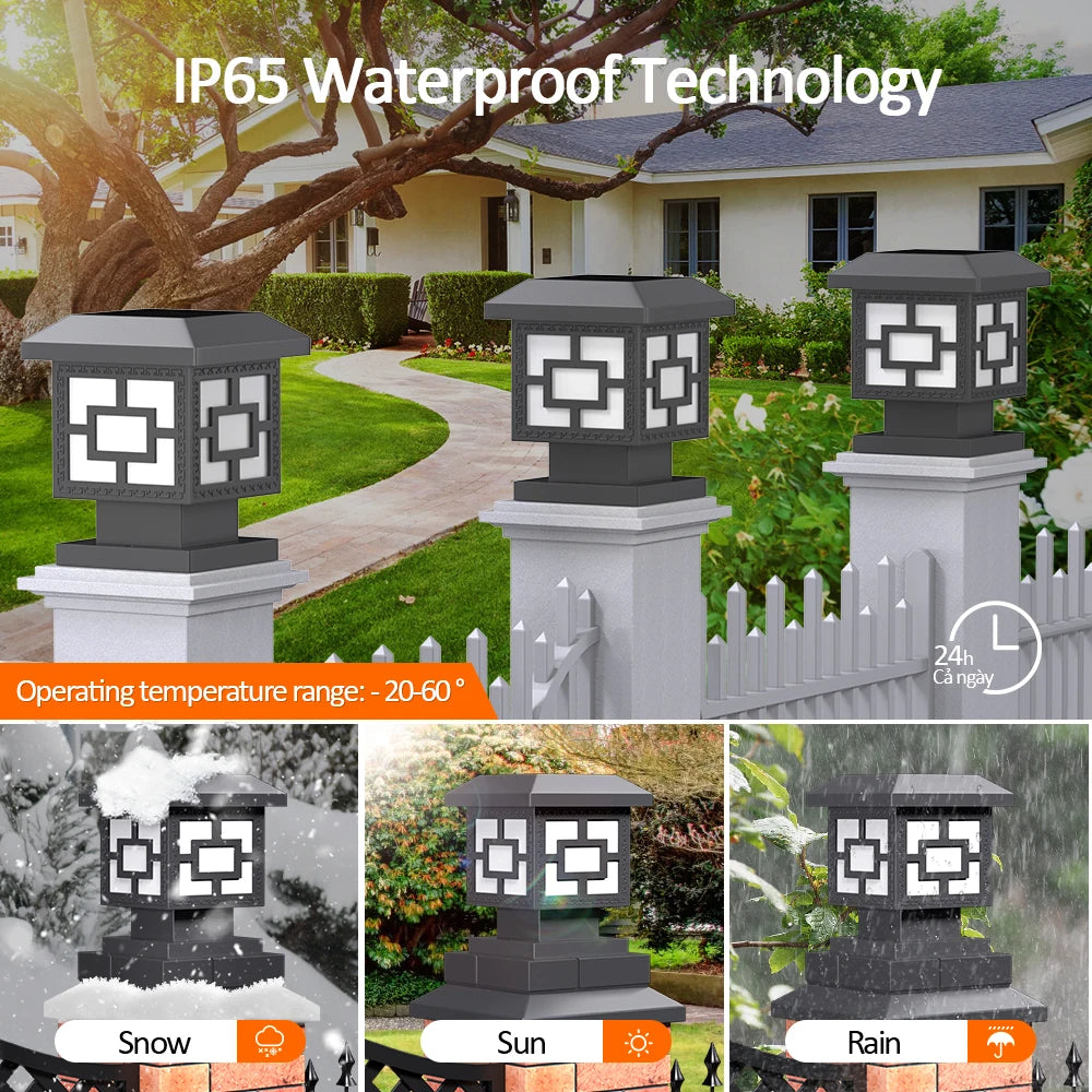 Outdoor LED Solar Stigma Post Cap Lights, Waterproof & 2 Color modes,
