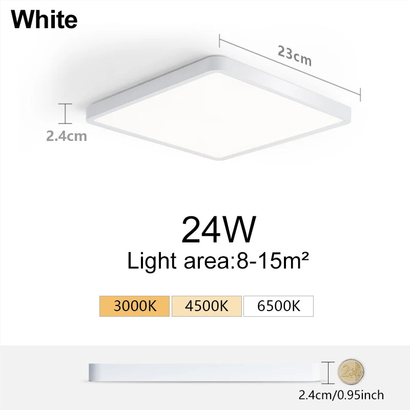 Ultrathin Square Wood Grain Ceiling Light