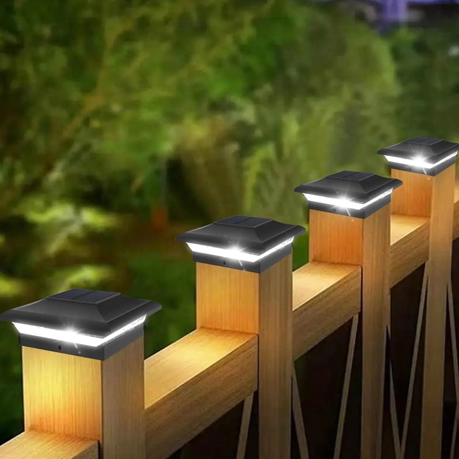 2/6pcs Solar Post Lamp 3000K 6000K Outdoor Garden Fence  Pillar Head Light For Villa Gate Landscape Decoration IP65 Column Lamp