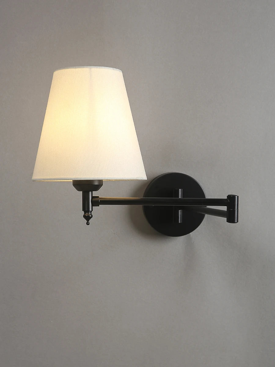 LED American Wall Lamp Folding Swing Arm Fabric wall light Bedroom Bedside Living Room Study StairwayMirror front wall lamp