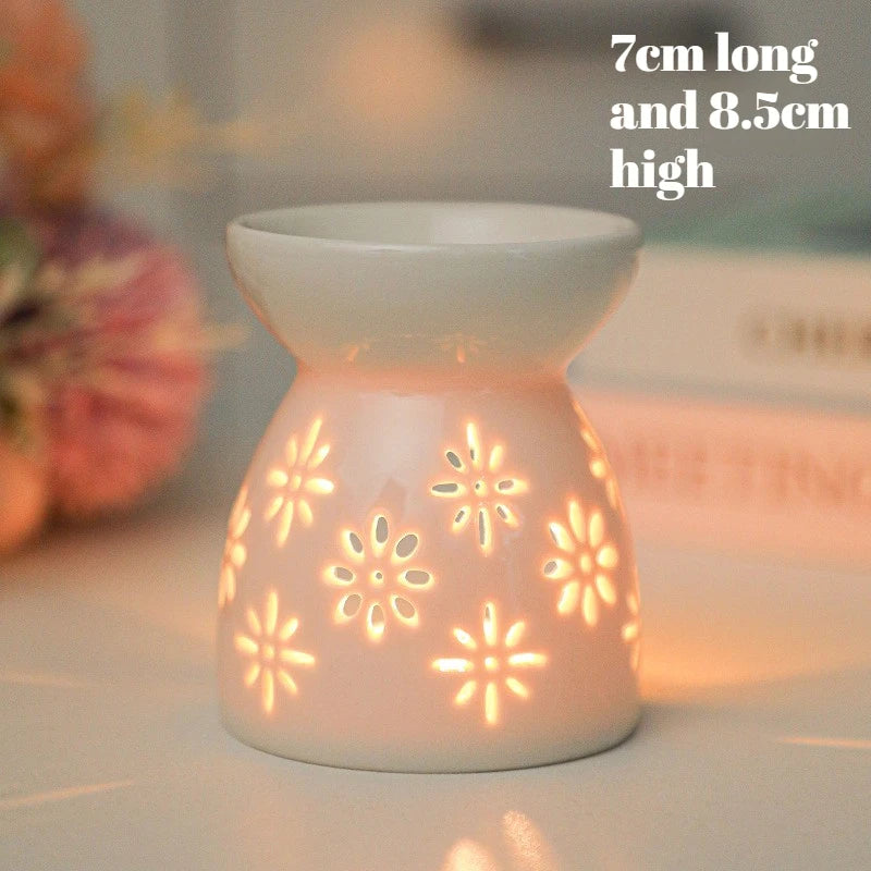 White Ceramic Essential Oil Burner with Hollow Cutwork