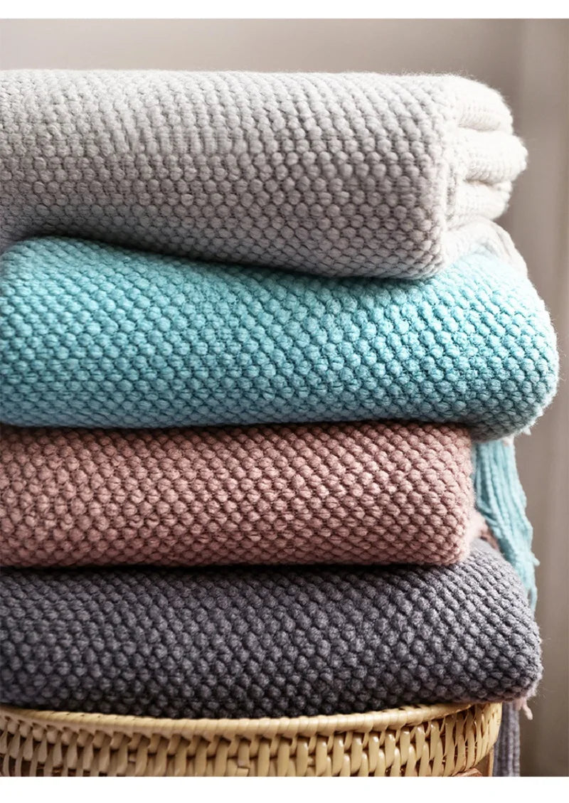 Nordic Solid Knit Throw Blanket