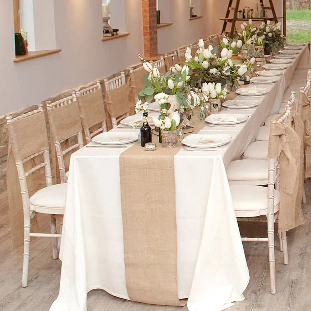Wide Jute Burlap Table Runner Roll