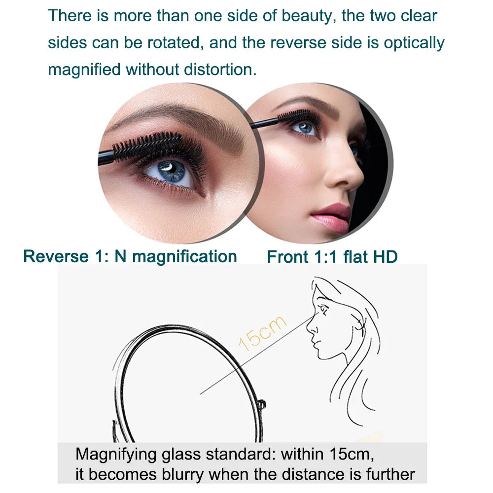 Wall Mounted Folding Makeup Mirror, Double Sided with Fill Light