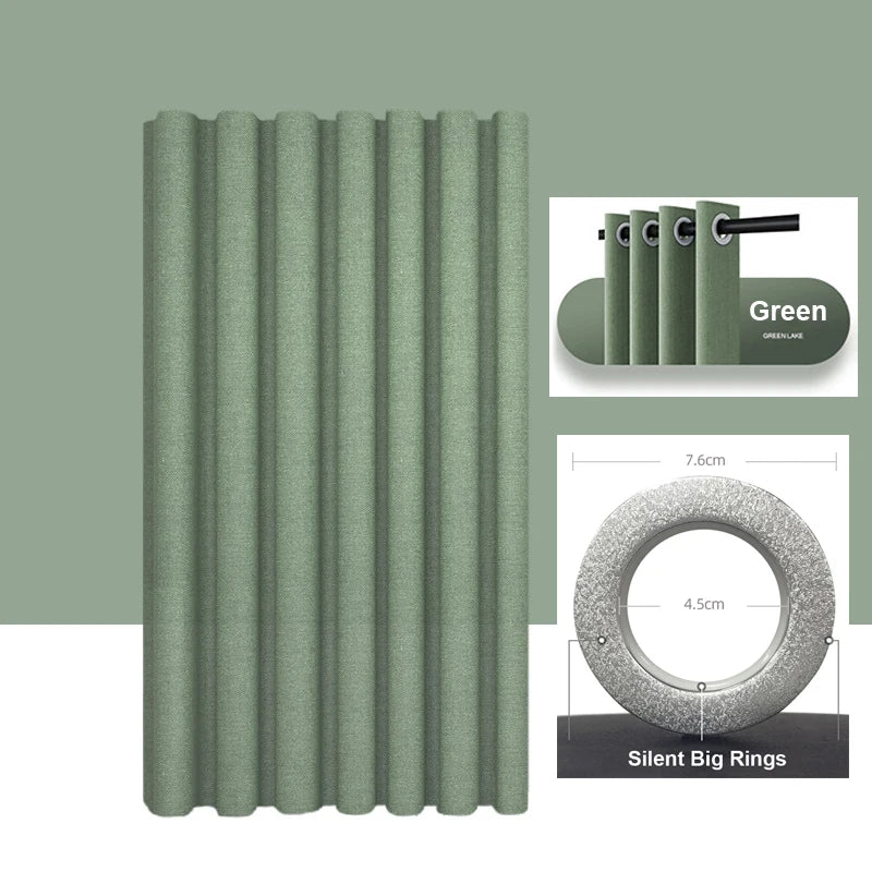 Imitation Linen Shower Curtain with Big Rings Bathroom Waterproof Thick