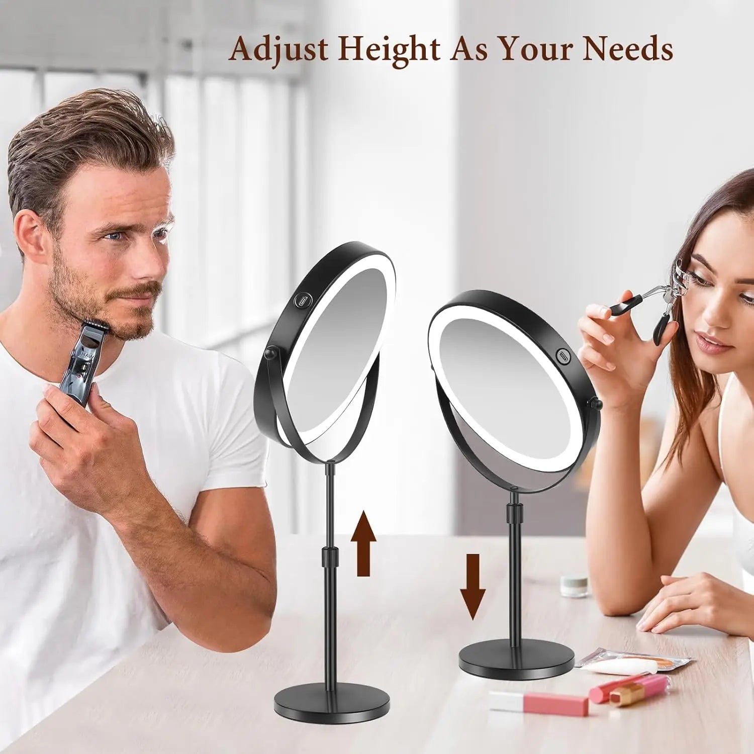 8 Inch 10X Magnifying Makeup Mirror with 3 Color Light