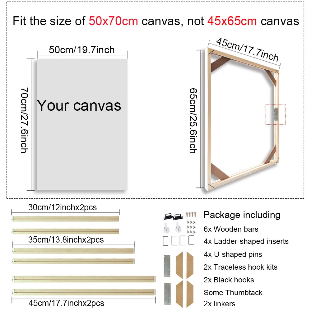 24 Sizes Large Wall Canvas Frame Wooden Frames Wooden