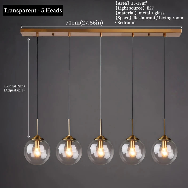 Modern Luxury Metal Chandelier Nordic Creative LED Glass Pendant Lamp