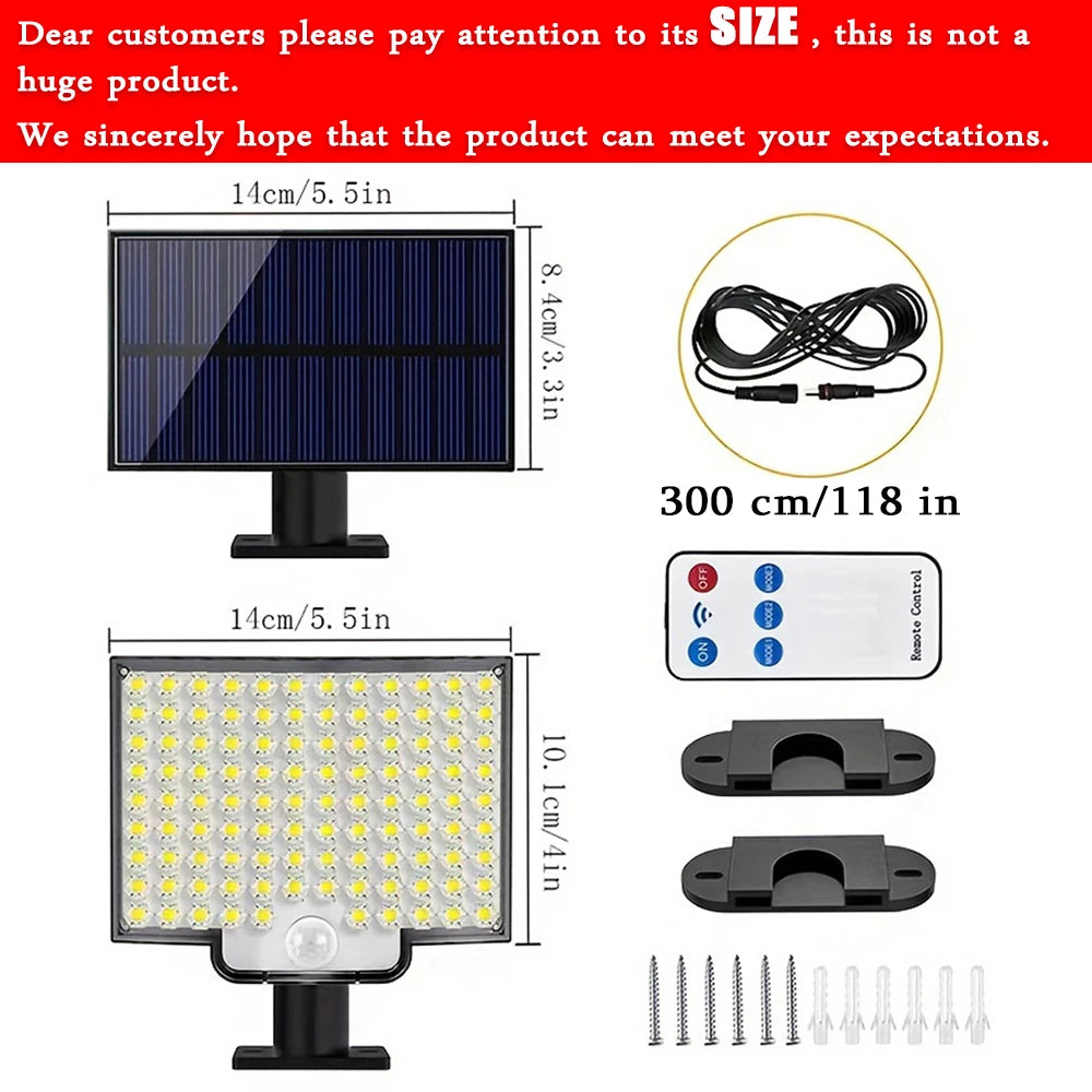 106 LED 3000LM Solar Powered Motion Sensor Flood Lights with Remote