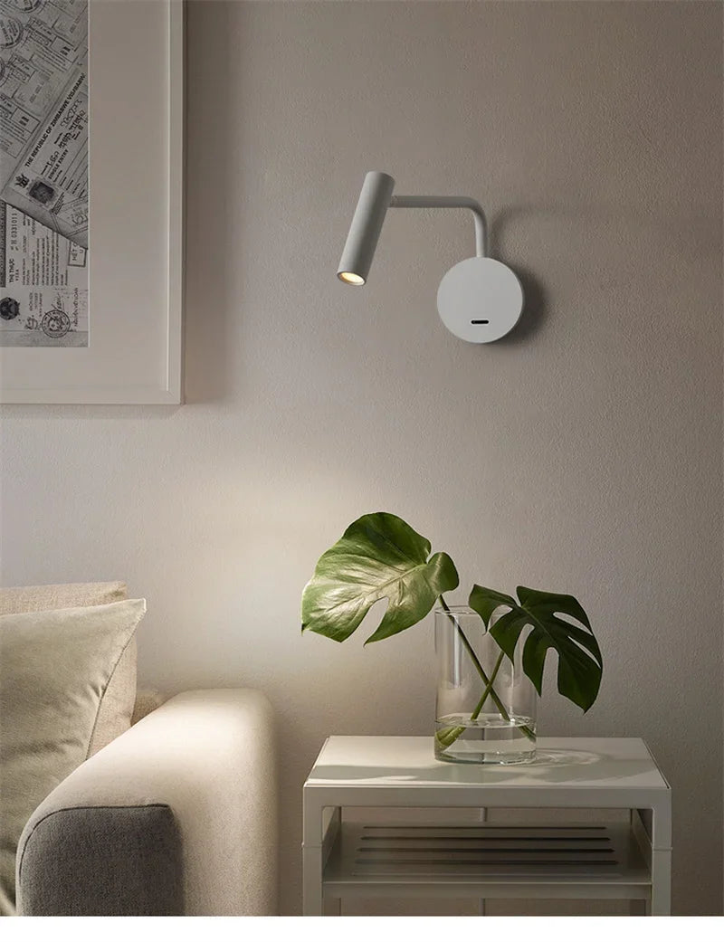 Modern Swing Arm Reading Wall Lamp Hotel Rooms Lamp 3W LED Adjustable
