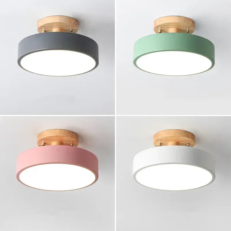 Nordic Wood Round Hallway Ceiling Light