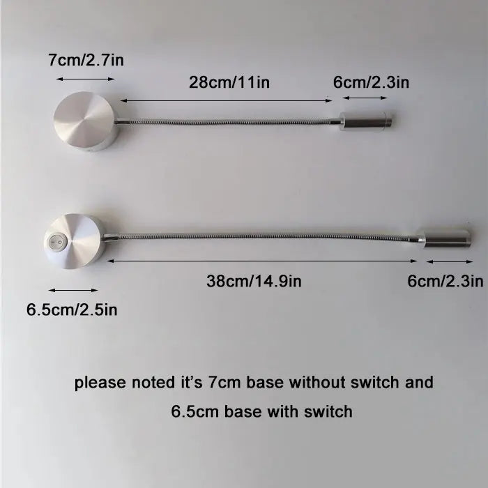 L40cm Long gooseneck 3W Led Wall Light Bedside Led Wall Lighting Black