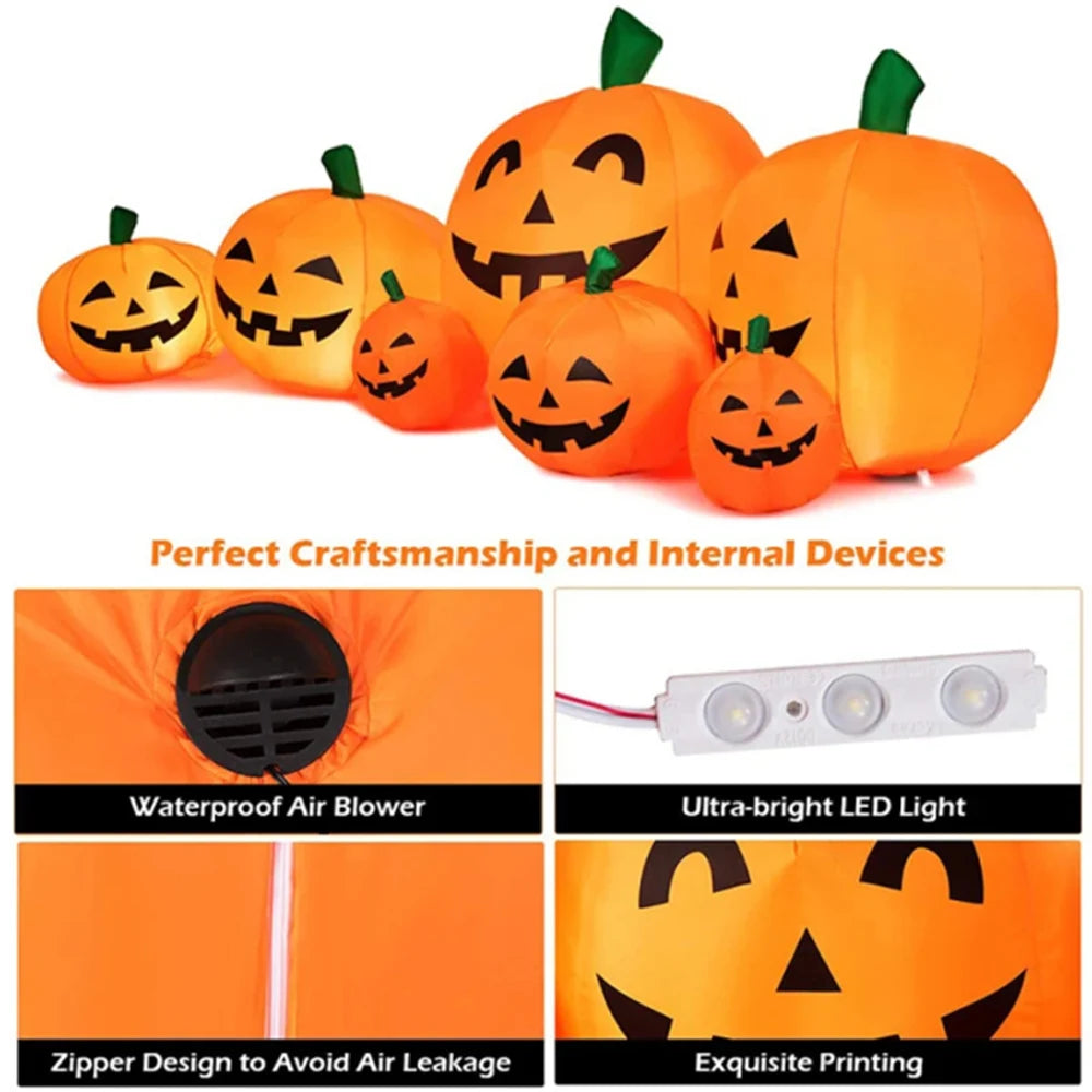 7 ft Inflatable Pumpkins and Cat with LED