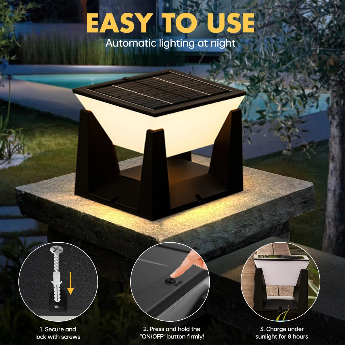 Solar Garden Column Lawn Light