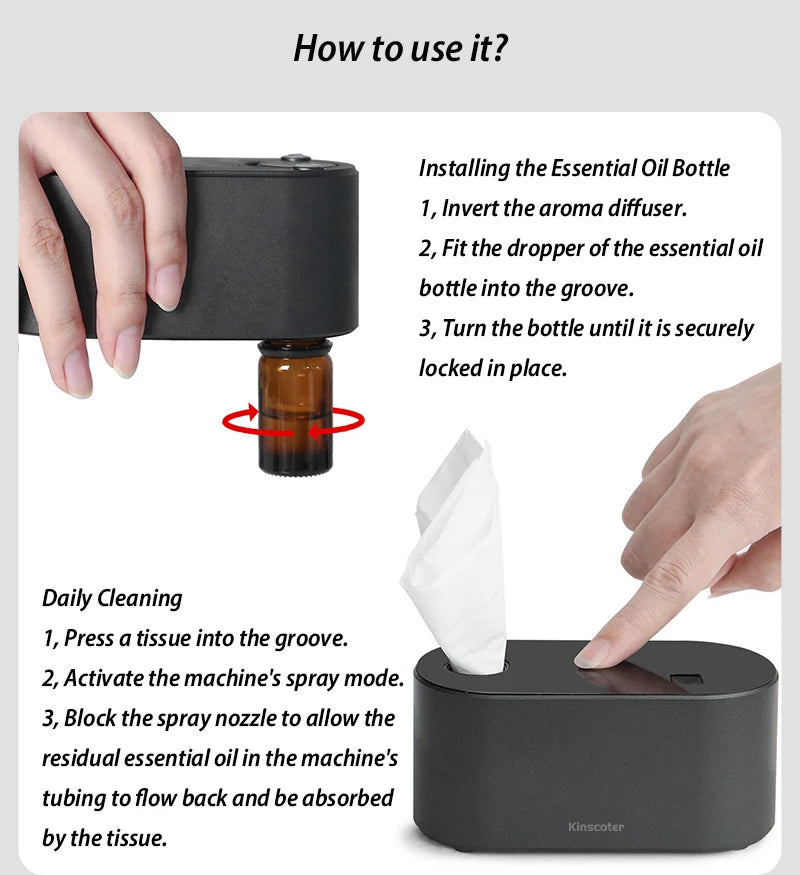 Premium Portable Waterless Aroma Diffuser Compact Essential Oil