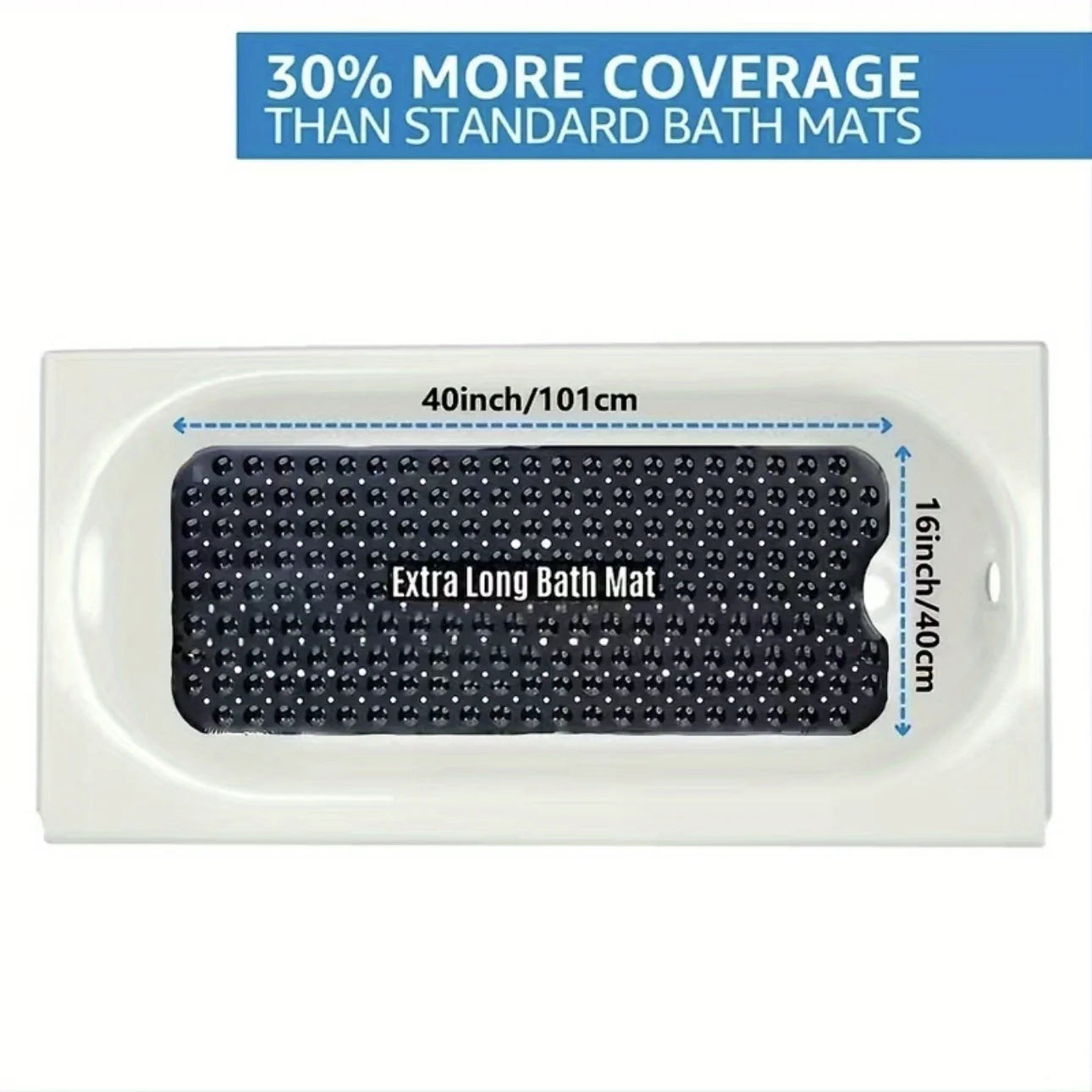 1Pc non-slip shower mat bathtub mat with drain holes and suction cups